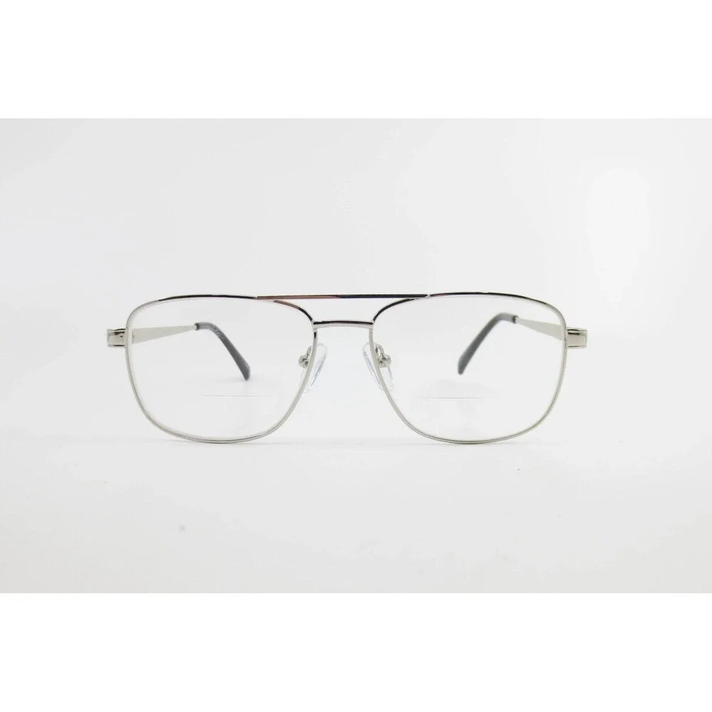 Silver Aviator Eyeglasses Metal Double Bridge Rectangular Frame MM 5104 SI